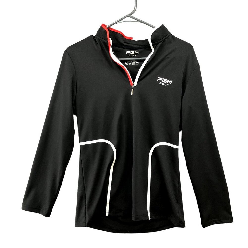 PGM Golf 1/4 Zip Active Shirt Top Womens Large L Black Athletic Long Sleeve